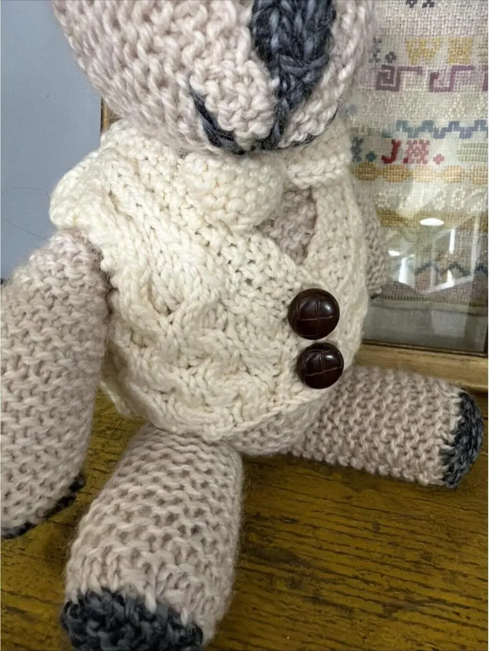 Crochet Teddy Bear Plush Baby Decor Stuffed Animal Dapper Ralph Lauren Style 12” - Picture 5 of 5
